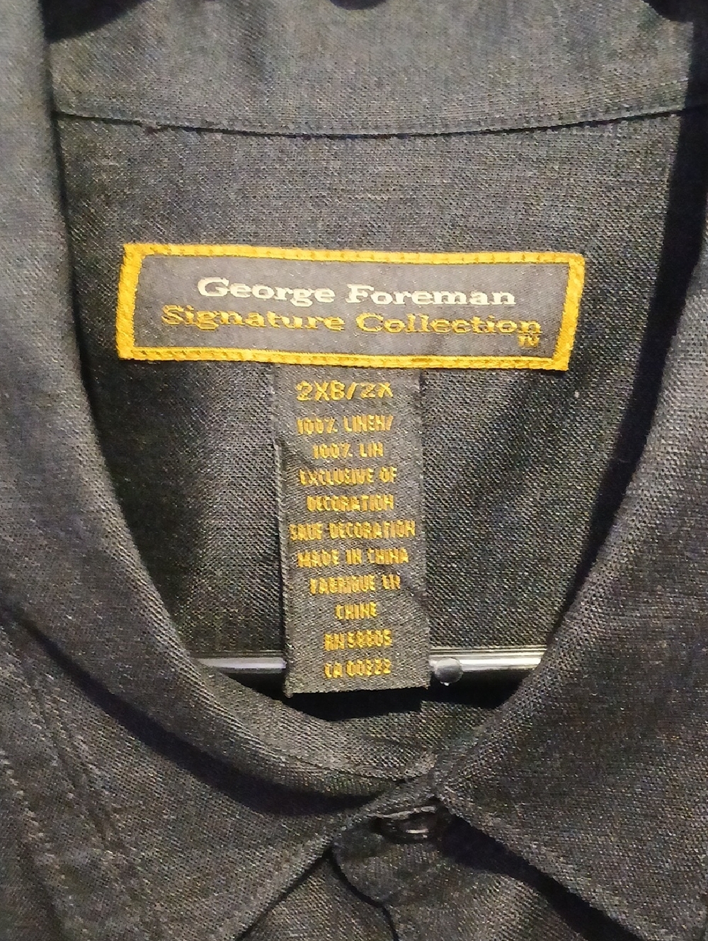 George Foreman Signature Collection Black Linen 2X Big & Tall Shirt